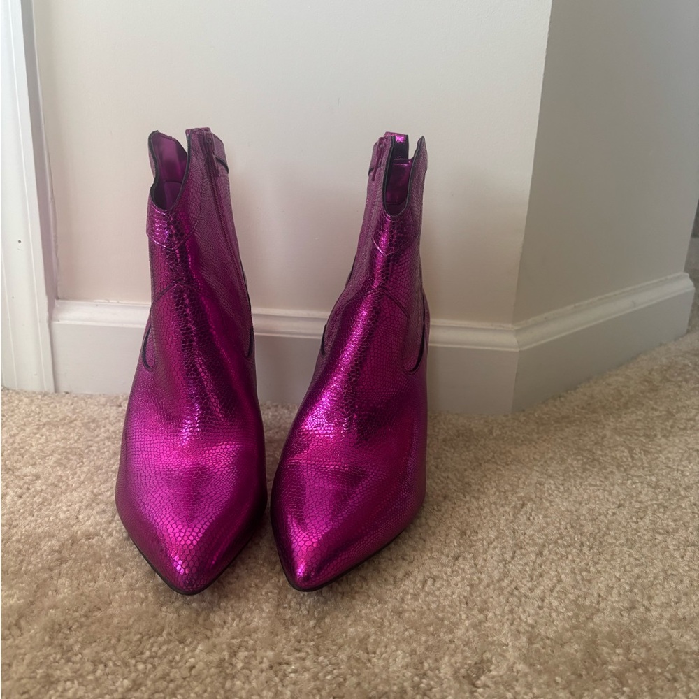 Gianni Bini Metallic Fuchsia Ankle Boots